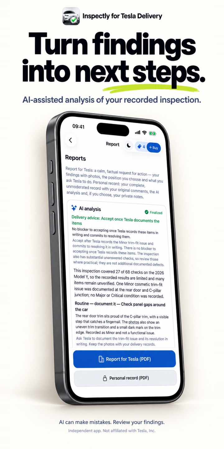 The AI analysis of a recorded inspection